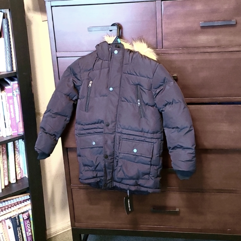 Jacket, Coat. Faux Fur. Kids size 6/7, Brand new, never worn